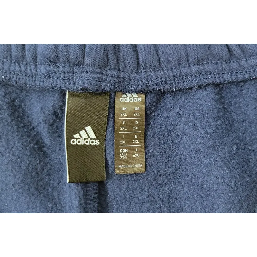 I9) Adidas Sportswear Men Fleece Tracksuit Navy Blue Hooded Sweatshirt Pants 2XL